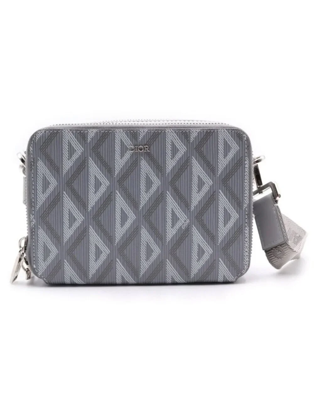 Dior CD Diamond Shoulder Bag Gray Leather Silver